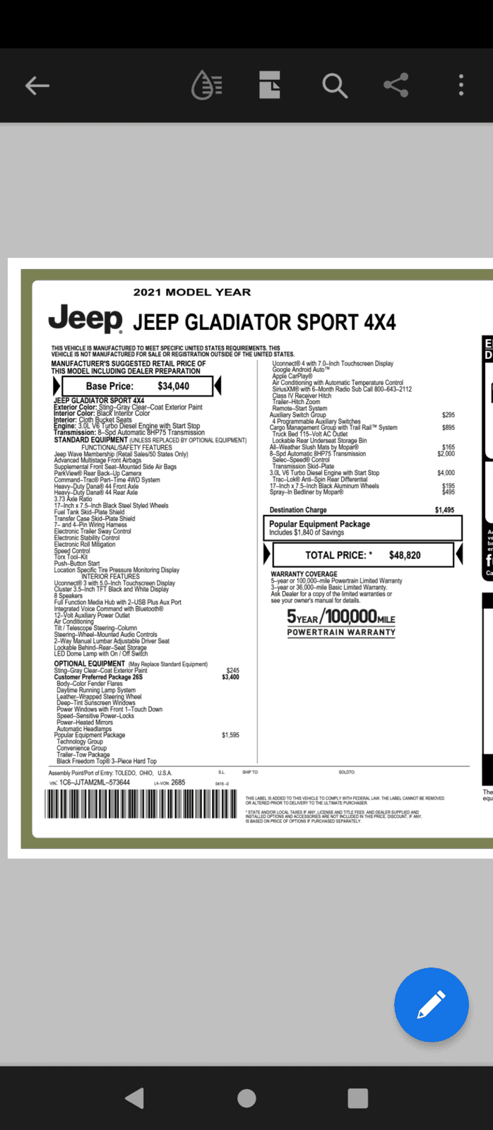 Jeep Gladiator You can, potentially, lock yourself out Screenshot_20211107-181454