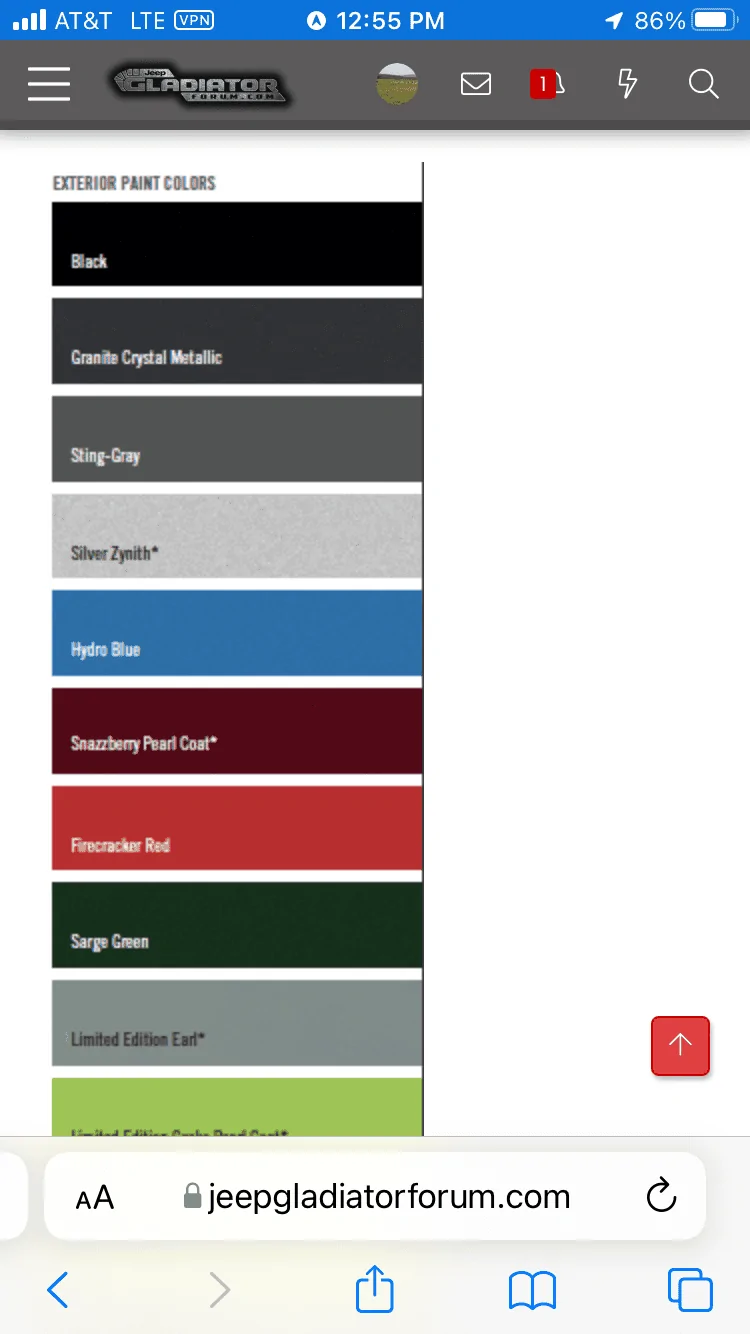 Jeep Gladiator I might have found the full 2022 Gladiator color list!!! 0C9557C0-ABCE-403B-8BBE-C6099865EEFA