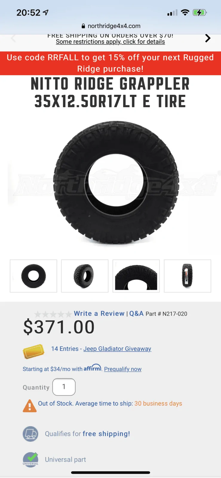 Jeep Gladiator 35” Nittos B1E79DB7-E1B6-4E5E-841A-962D8838FD65