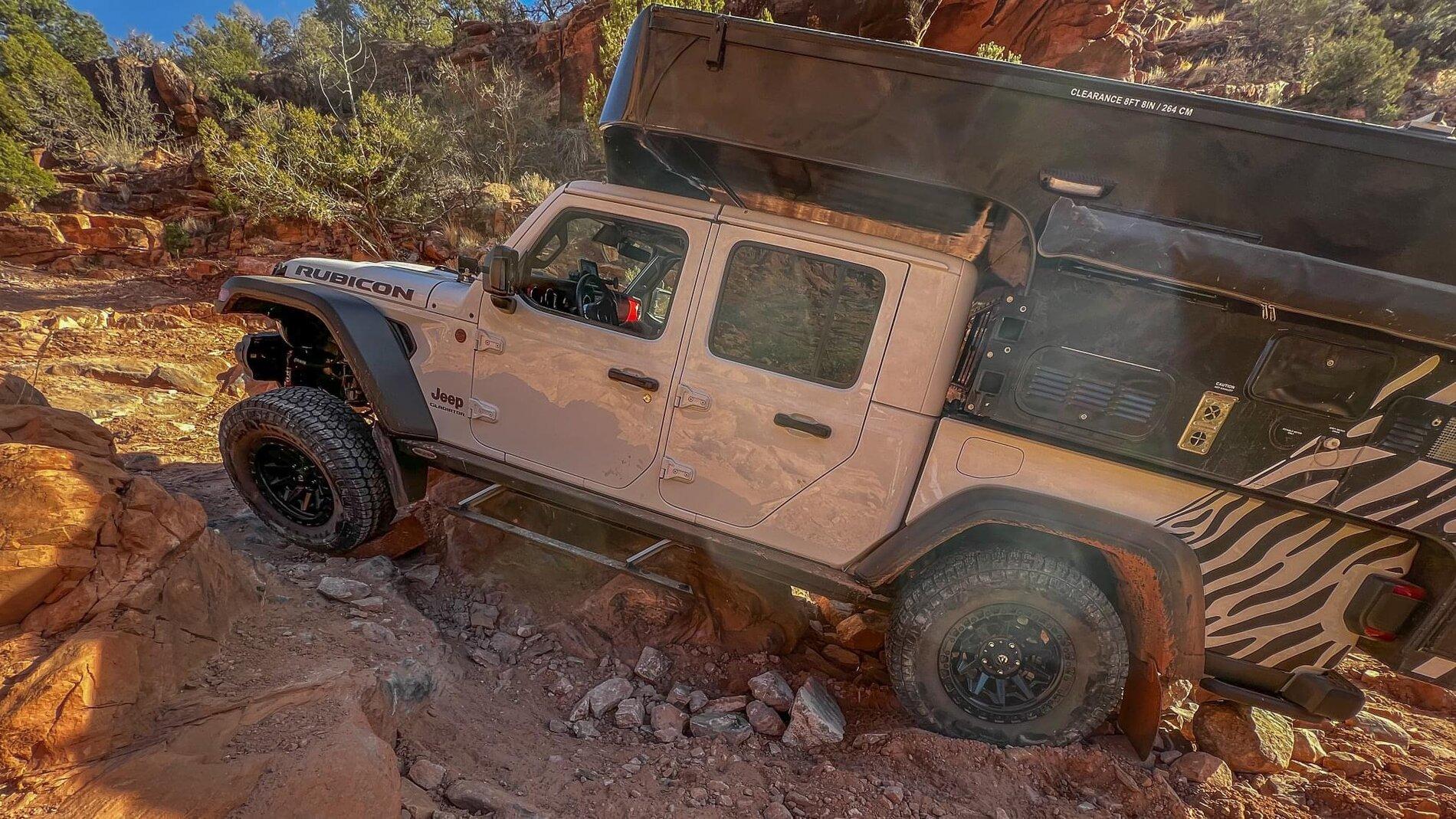 Jeep Gladiator The Rose Garden Hill? In our Gladiator Rubicon EcoDiesel? With a slide in camper? 87834CBB-A454-4E2F-B14E-ADBC1683969C