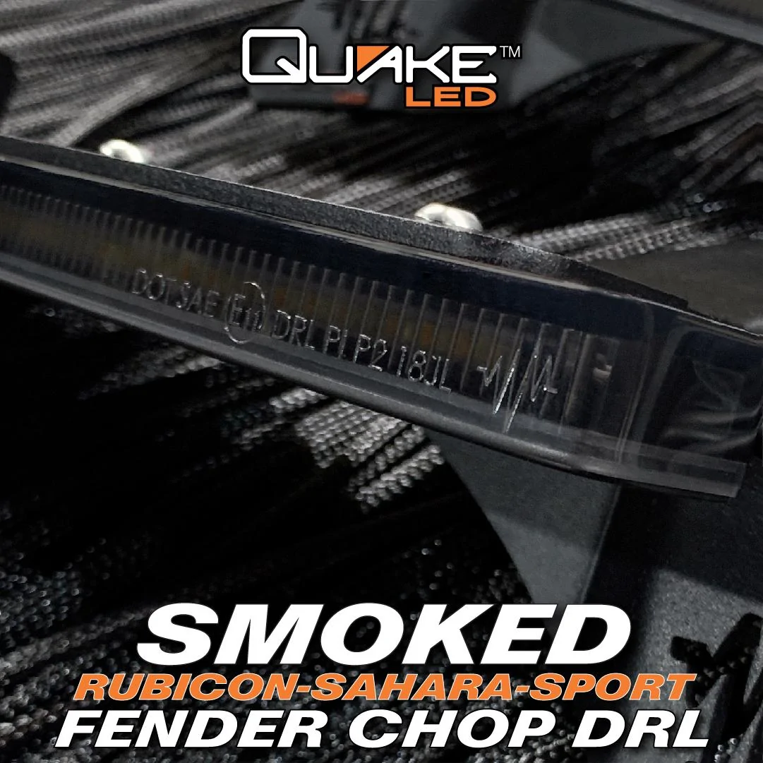 Jeep Gladiator Quake LED Releases New Jeep Wrangler JL/Gladiator JT Slim Smoked DRL Fender Chop Kit For ALL Wrangler Trim Levels! smoke-chop-03-jpg