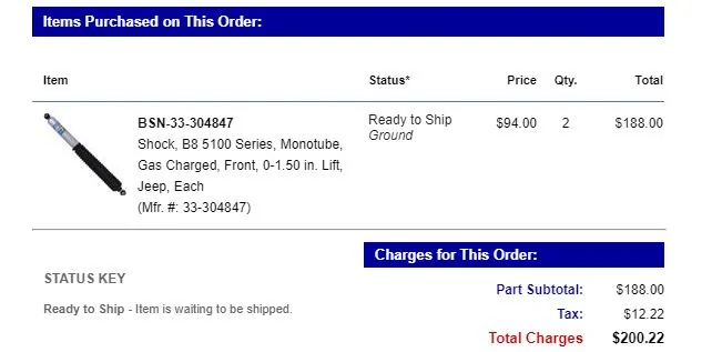 Jeep Gladiator Leveling Kit Steering Damper and Shocks Brand New summitorder2