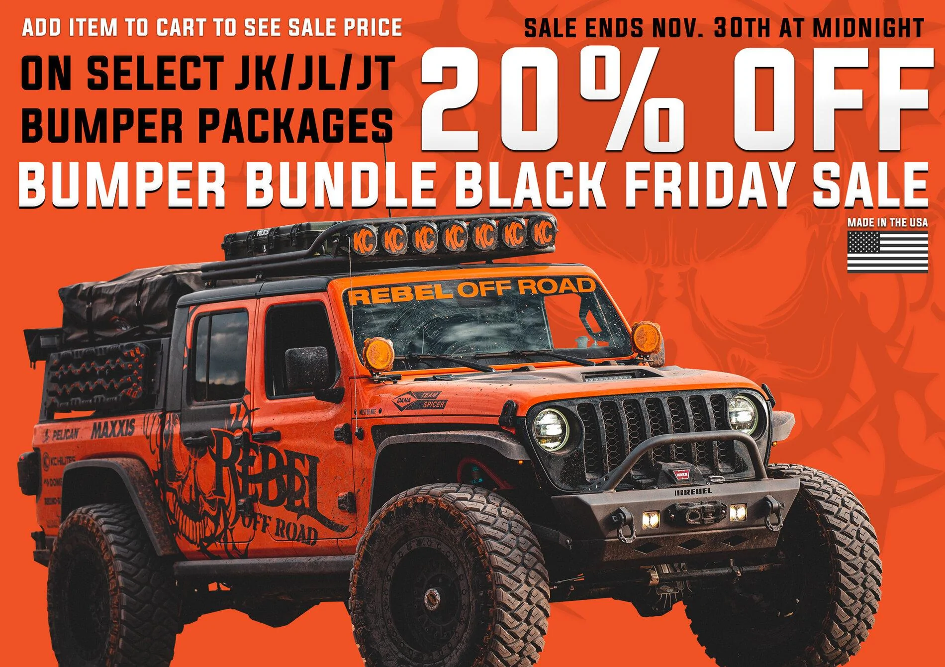 Jeep Gladiator 15% and 20% Off Rebel Engineering + Other Select Brands - Black Friday Sale BLACK-FRIDAY-BUMPER-BUNDLE-SALE