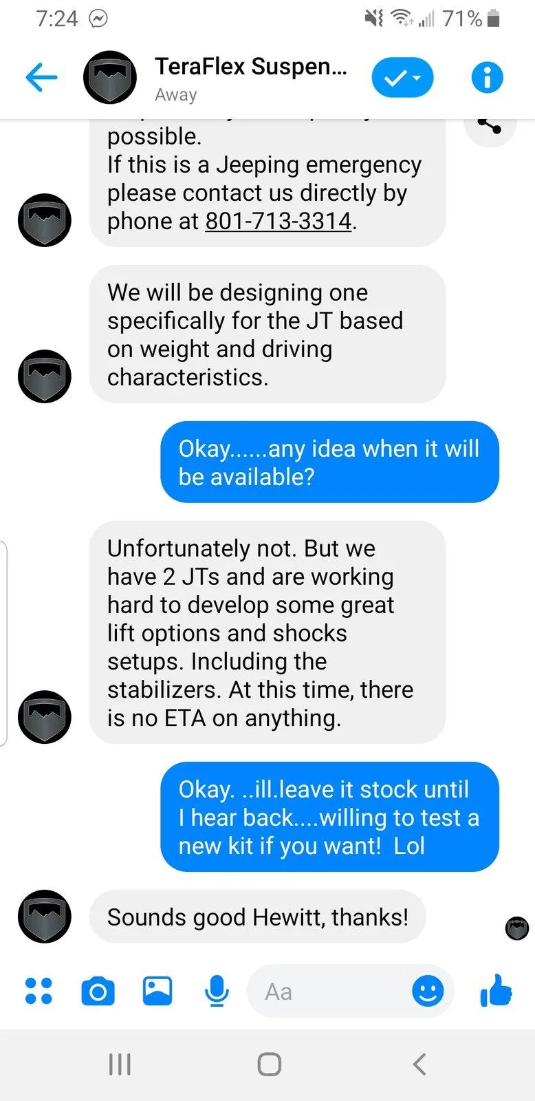 Jeep Gladiator Will the Falcon Nexus 2.2 Stabilizer fit on the gladiator? Screenshot_20190630-072454_Messenger
