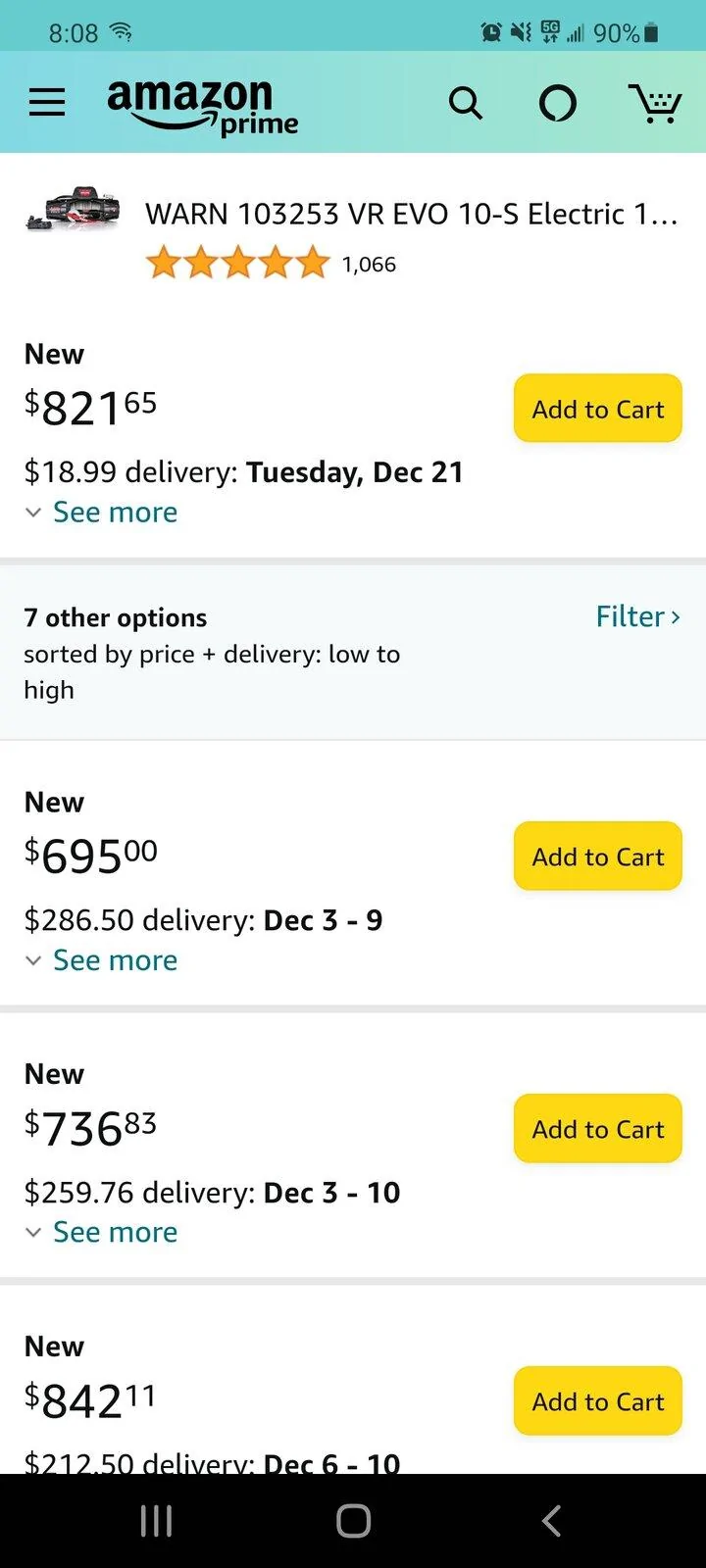 Jeep Gladiator Good deals on winches? Screenshot_20211126-200900_Amazon Shopping