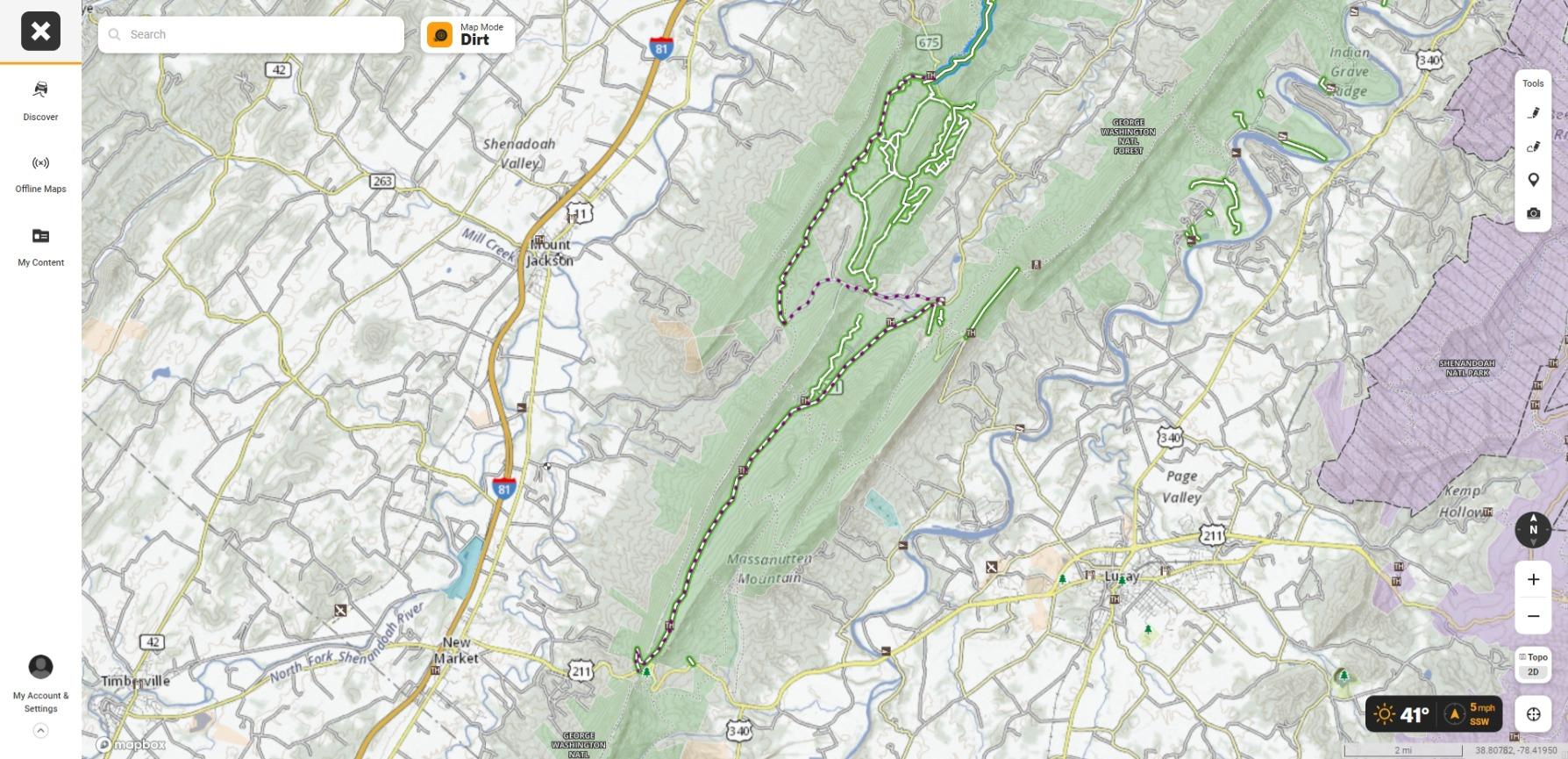 Jeep Gladiator Forest Service Roads between Edinburgh and New Market, VA Web capture_5-12-2021_215854_webmap.onxmaps.com