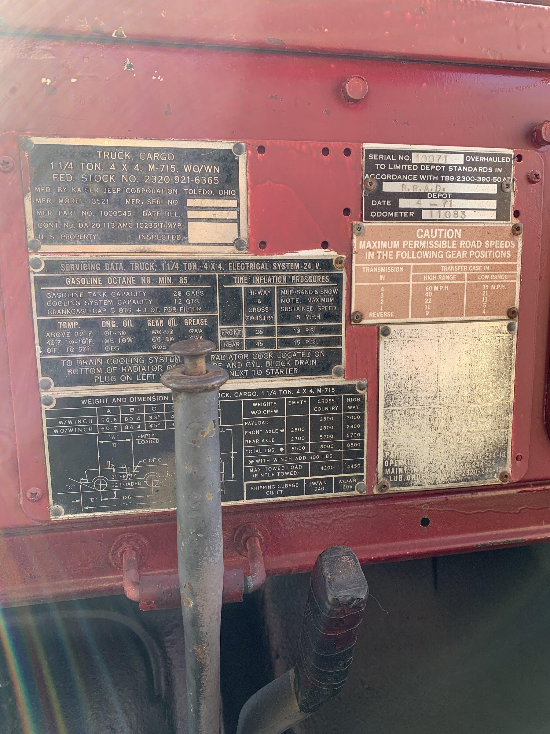 Jeep Gladiator "Fritz", the 1967 M715 "Gladiator" build IMG_0563.JPG