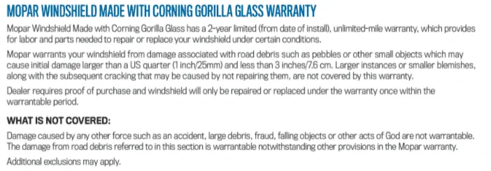 Jeep Gladiator Gorilla Glass Warranty Claim 1639074219370