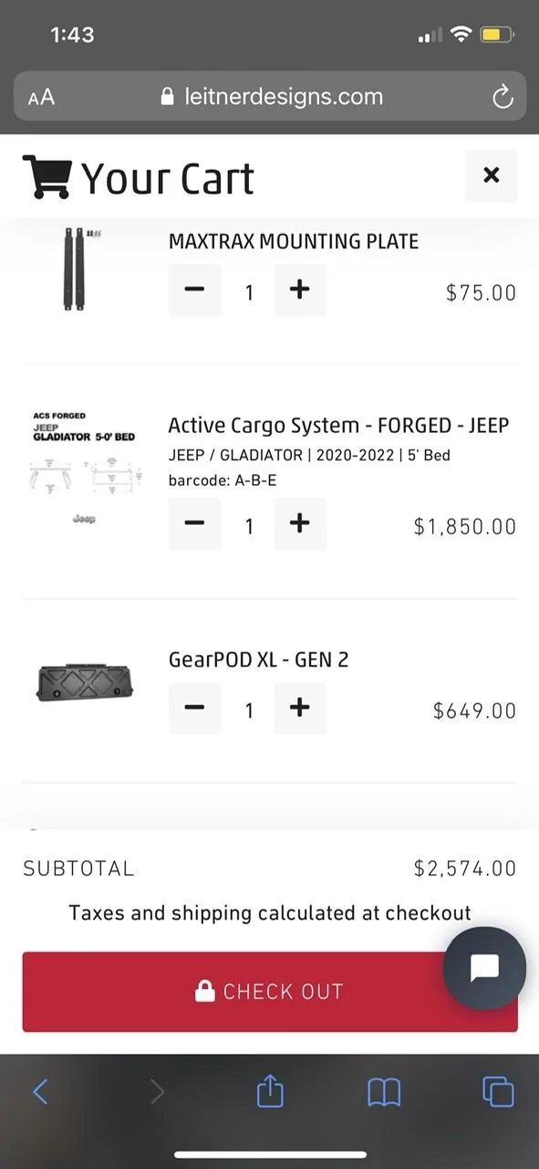 Jeep Gladiator LEITNER ACS FORGED Rack System, GearPod XL. MaxTrax Mounts CB490DC1-76DD-4F37-BC72-63B8D24A99AB