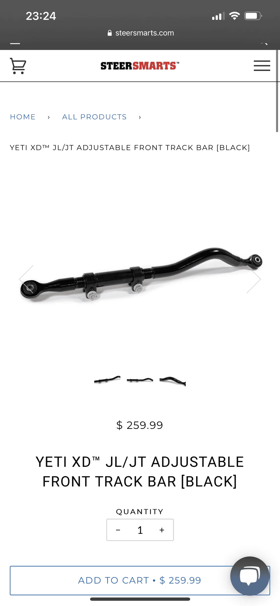 Jeep Gladiator Steersmarts Yeti XD front adjustable track bar 991218EF-91FA-45A9-ACCA-64050E854A33