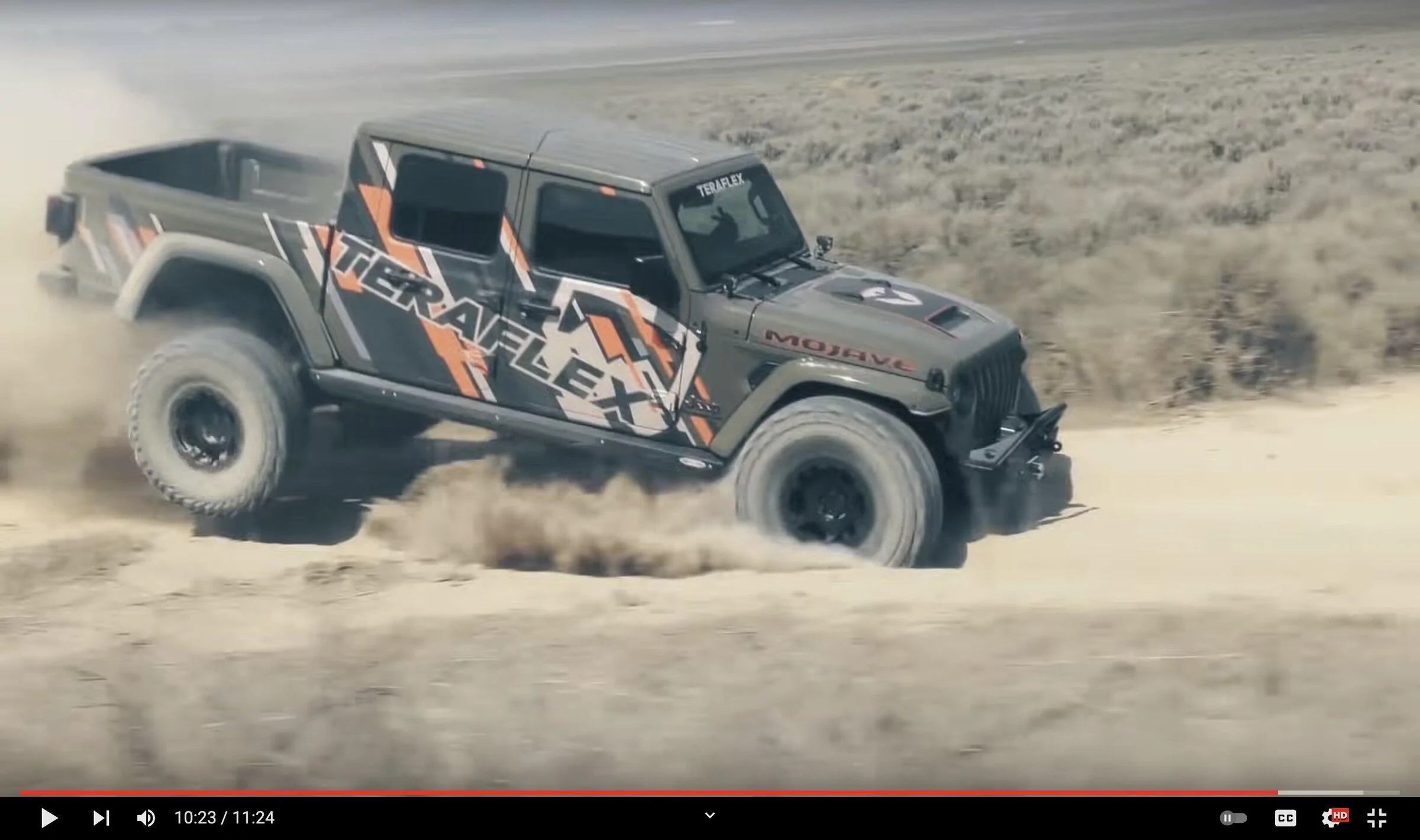 Jeep Gladiator Mojave goes airborne, shocks bottoming out; pretty impressive, no bent-frame. Untitled1