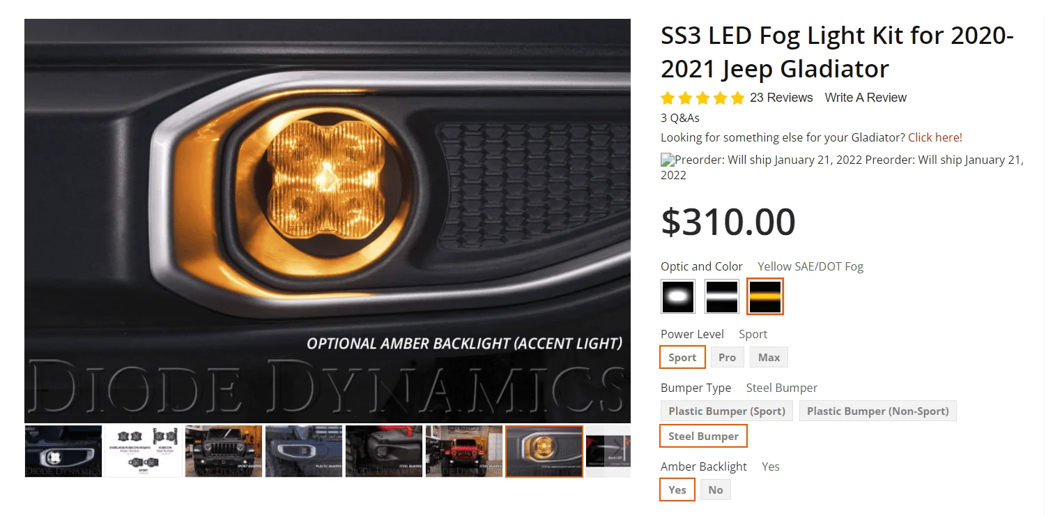 Jeep Gladiator Anyone with Diodedynamics SS3 with backlight? 1639971384380