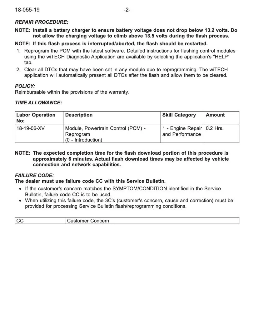Jeep Gladiator TSB 18-055-19 Flash: PCM Updates - June 27, 2019 JT_tsb_18_055_19_page_2