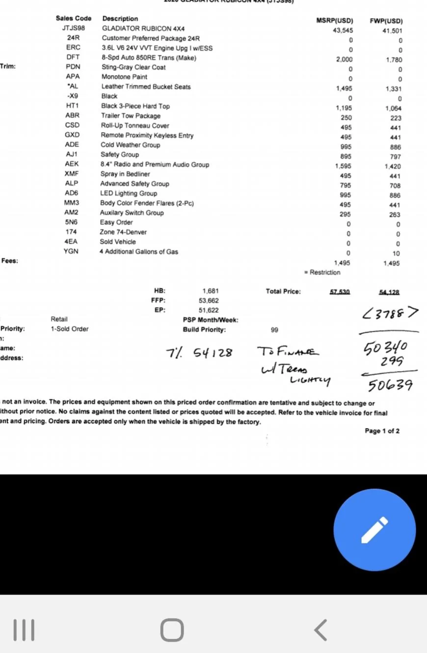 Jeep Gladiator How Much Did You Pay For Your Gladiator 20190706_173528