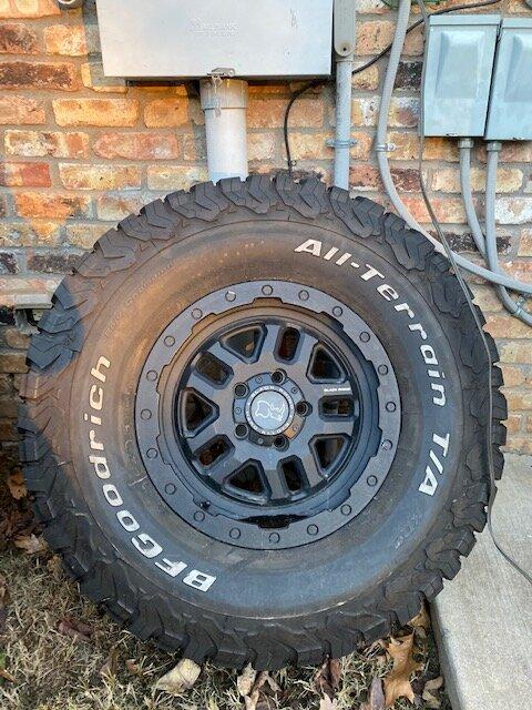 Jeep Gladiator 35" BFGoodrich T/A K02 tires on Black Rhino Barstow 17" x 8", set of 5 wheels (TPMS included) IMG_3657