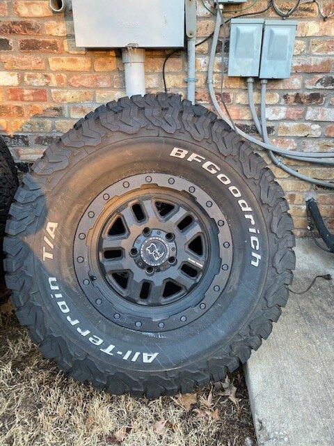 Jeep Gladiator 35" BFGoodrich T/A K02 tires on Black Rhino Barstow 17" x 8", set of 5 wheels (TPMS included) IMG_3656