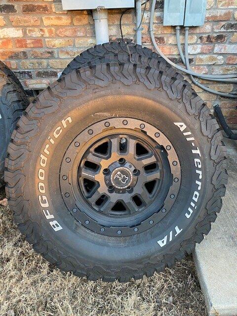 Jeep Gladiator 35" BFGoodrich T/A K02 tires on Black Rhino Barstow 17" x 8", set of 5 wheels (TPMS included) IMG_3655
