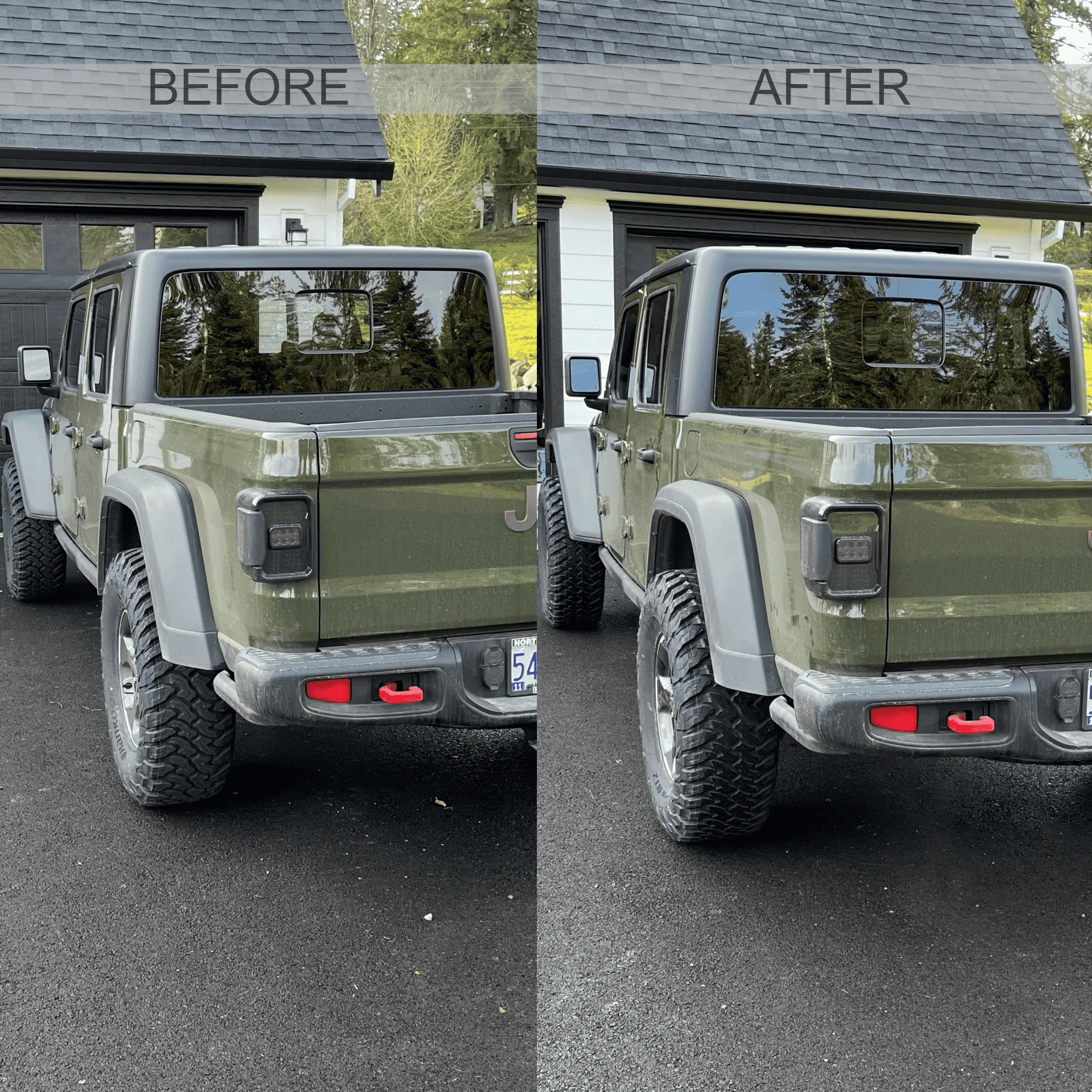 Jeep Gladiator 21' Sarge Green Rubicon Build spacers before and after