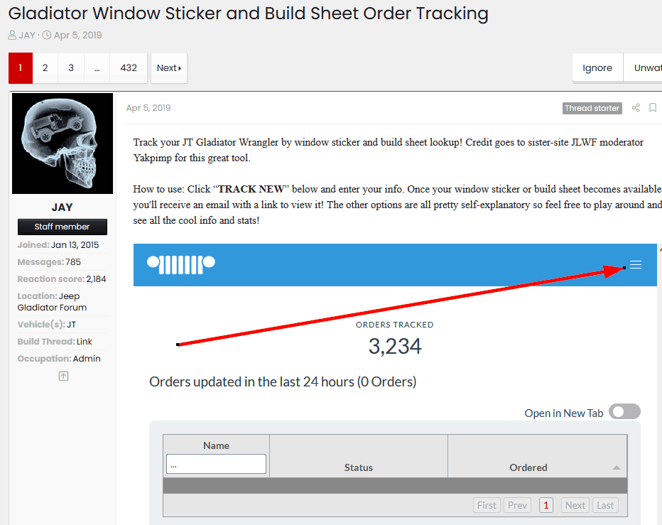 Jeep Gladiator Gladiator Window Sticker and Build Sheet Order Tracking 1642343868950