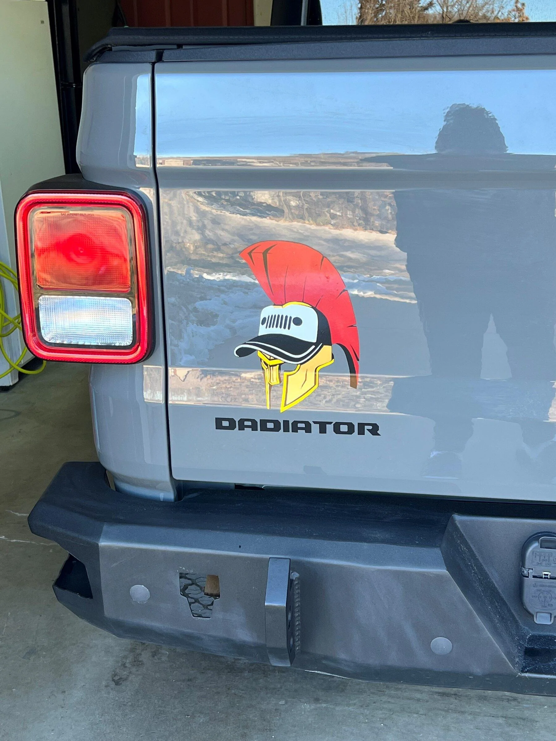 Jeep Gladiator Custom "DADIATOR" vinyl logo Installed
