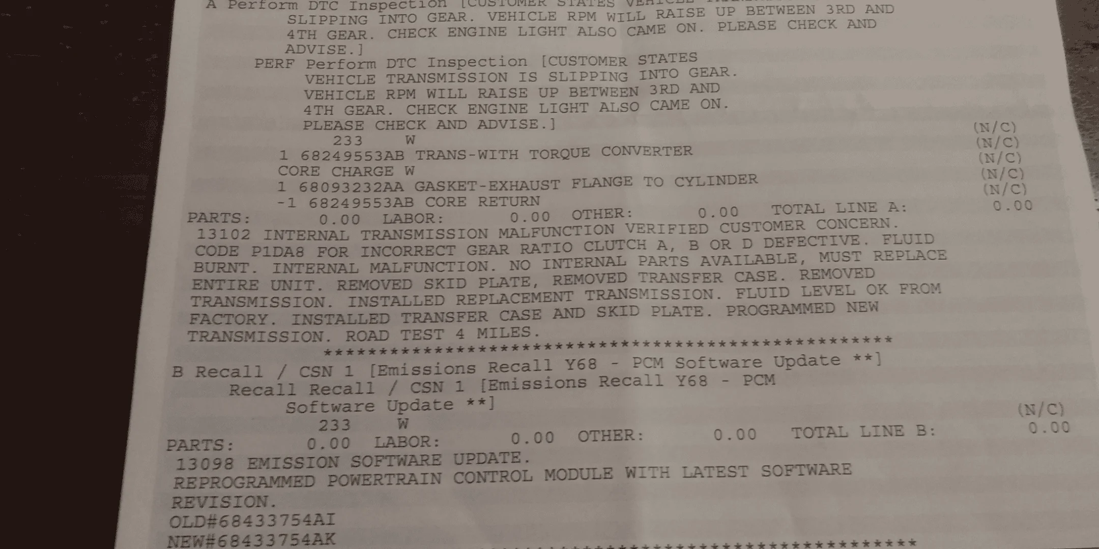 2020 Jeep Gladiator Lemon Edition trans repair invoice.webp