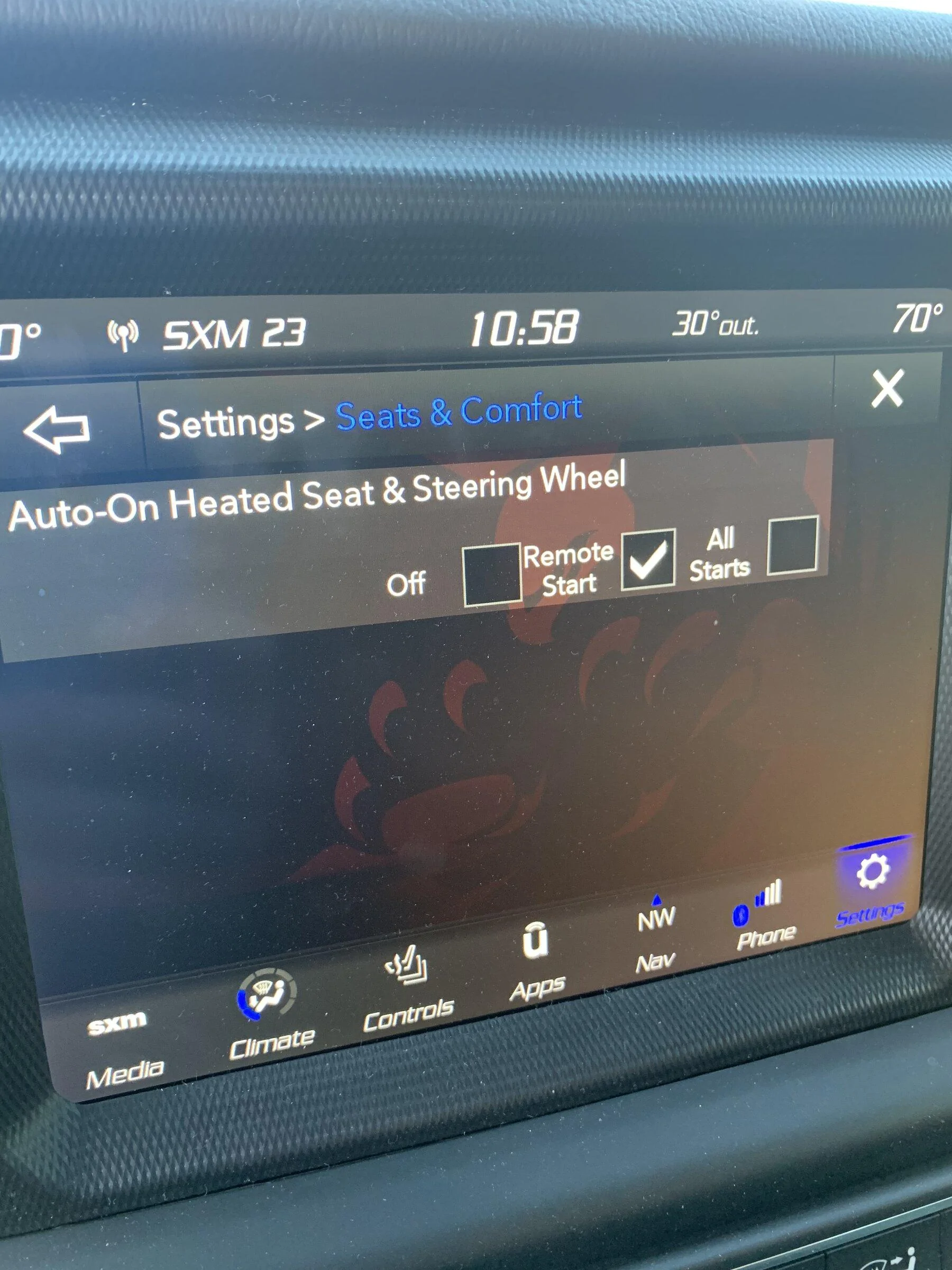 Jeep Gladiator Passenger heated seat on remote start. E8E08CA7-EE96-4064-9F1F-ACD7058D51F5