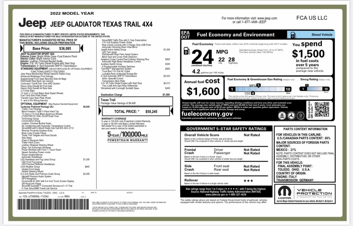 Jeep Gladiator Gladiator Window Sticker and Build Sheet Order Tracking 2F33A237-75E2-4036-B863-0C729AC423DC