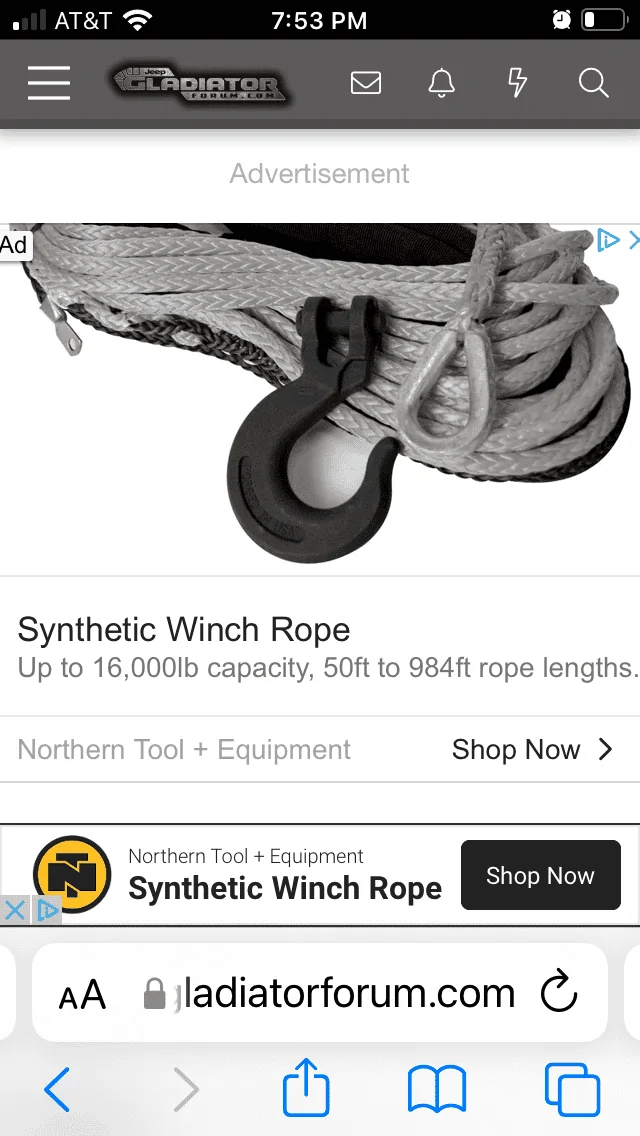 Jeep Gladiator Northern Tool Winch 0C8F19DB-5462-402F-A31A-752431C0A68C