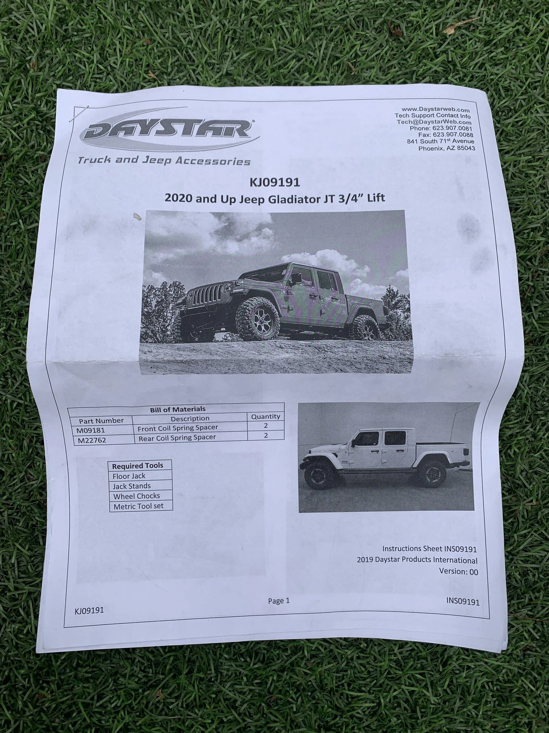 Jeep Gladiator Daystar 3/4” Spacer Lift Front and Rear 47B44049-B96B-437A-9995-32AAA962FF69