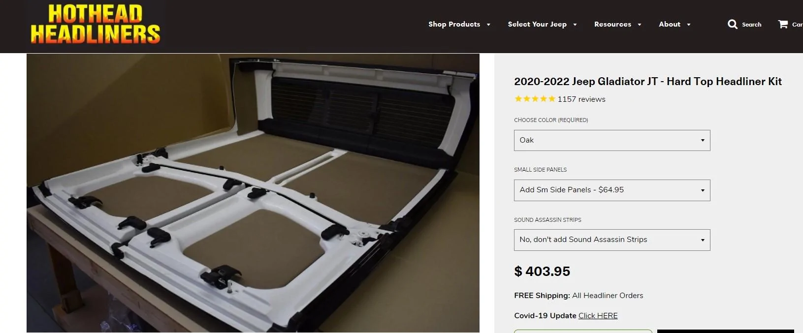 Jeep Gladiator 2020-2022 Jeep Gladiator JT - Hard Top Headliner Kit (Oak) - PRICE LOWERED Screenshot 2022-02-01 080702
