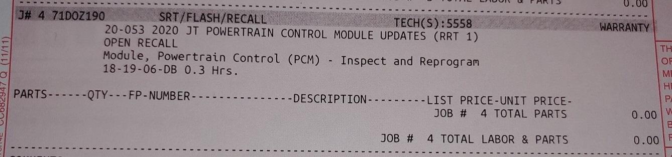 Jeep Gladiator Pentastar V6 idle my-pcm-dealer-update