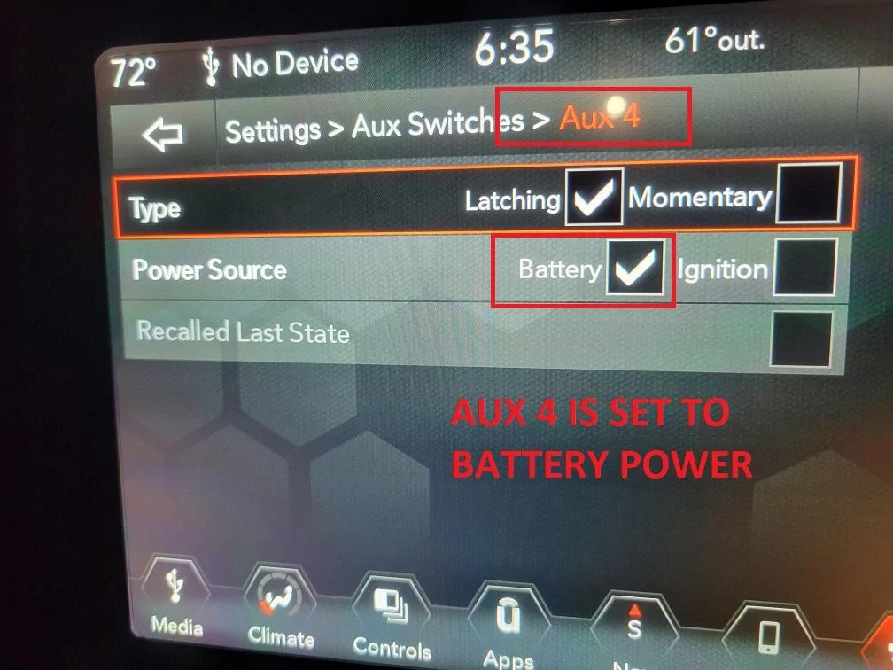 Jeep Gladiator No Power from Interior AUX and Ignition Wires 20220210_063510