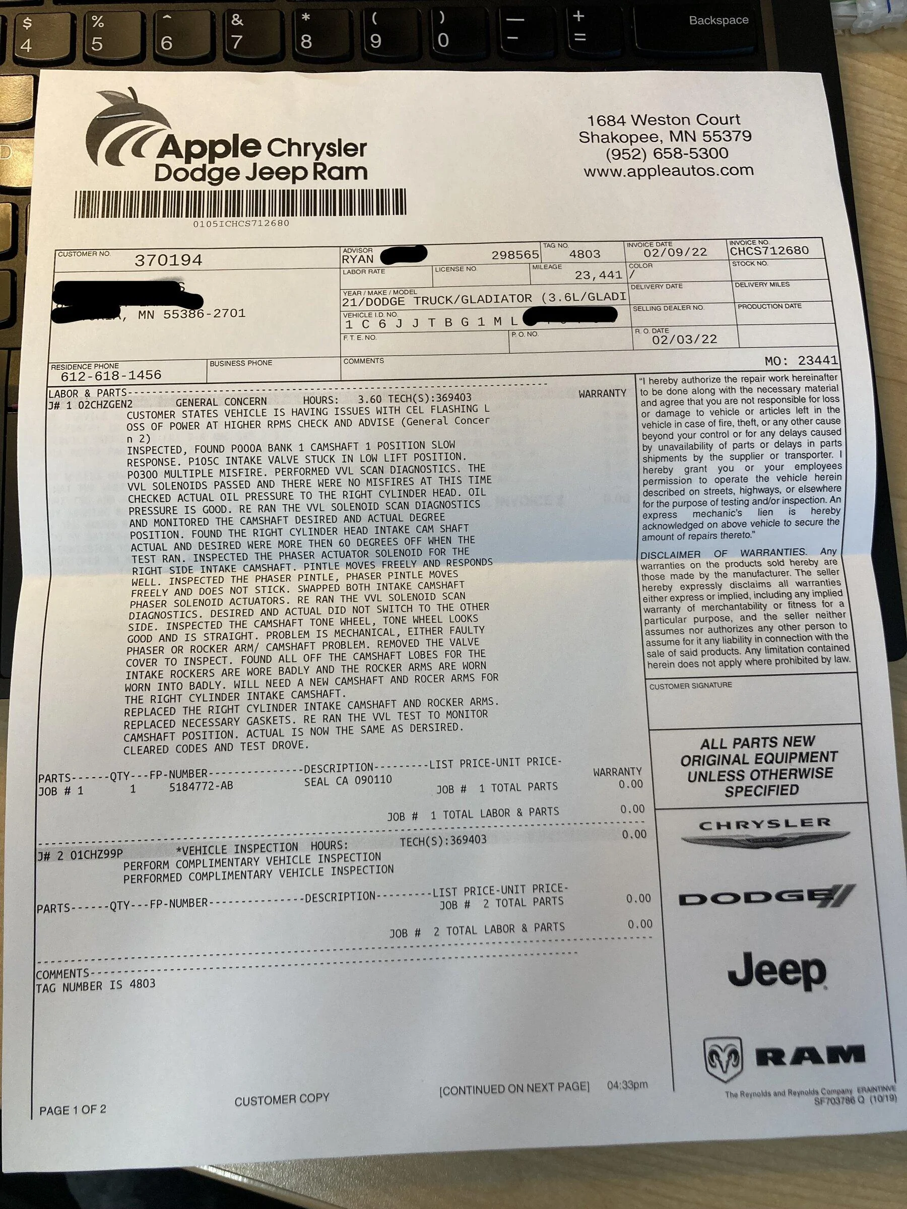 Jeep Gladiator Survey- For those with misfire issues 1644523935497
