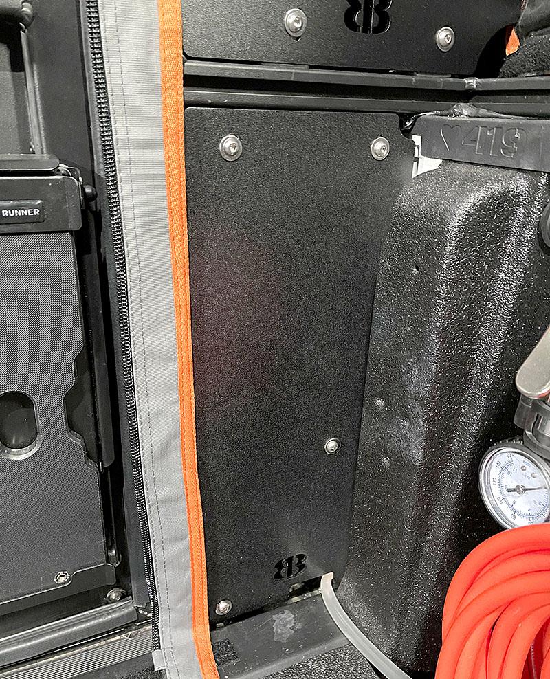 Jeep Gladiator New Alu-Cab Canopy Camper MOLLE panels, RotoPaX mount, filler plates, etc. alu-cab-lower-driver-solid-panel-1-sm