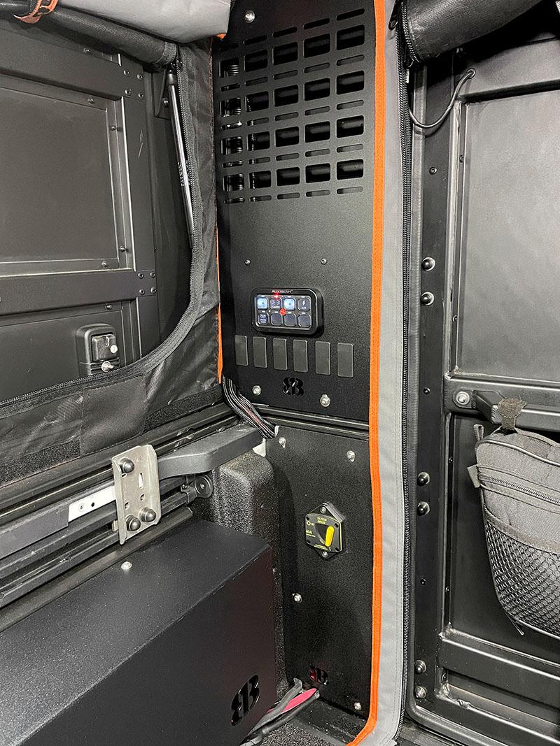 Jeep Gladiator New Alu-Cab Canopy Camper MOLLE panels, RotoPaX mount, filler plates, etc. alu-cab-both-passenger-solid-1