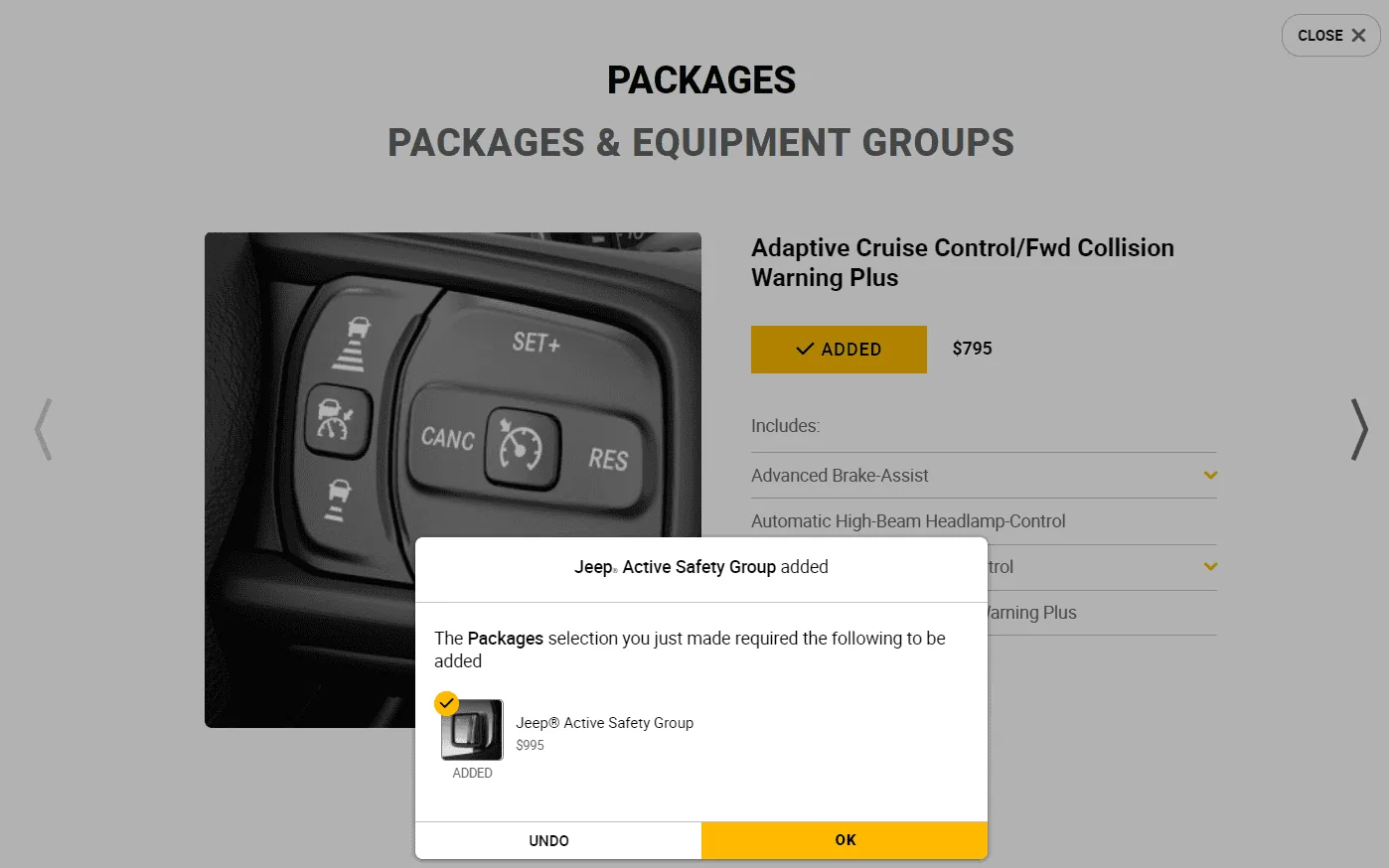 Jeep Gladiator Advanced safety group versus safety group 1644680624051