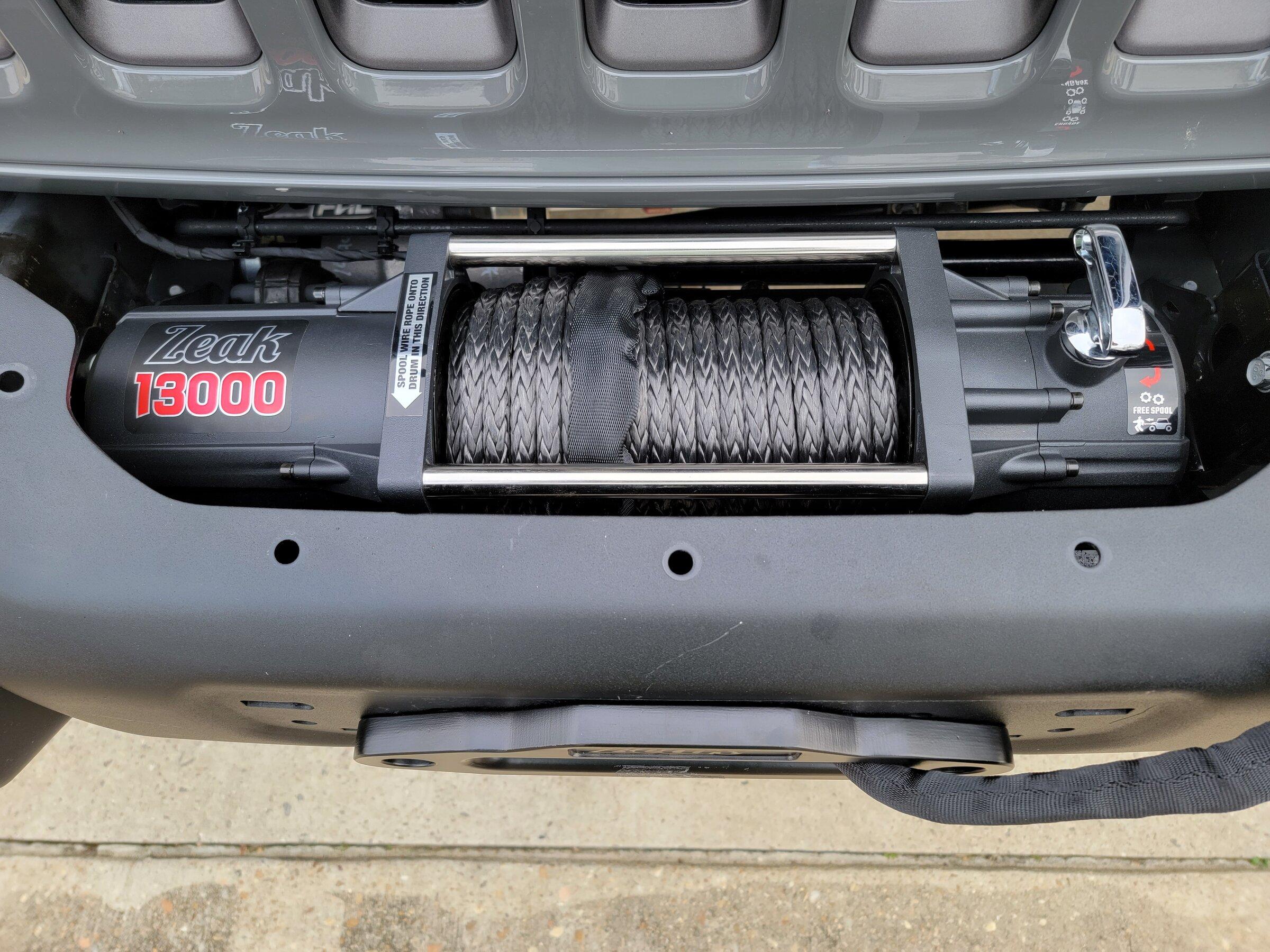 Jeep Gladiator Zeak Winch Install / Rugged Ridge Winch plate installed 20220212_153612