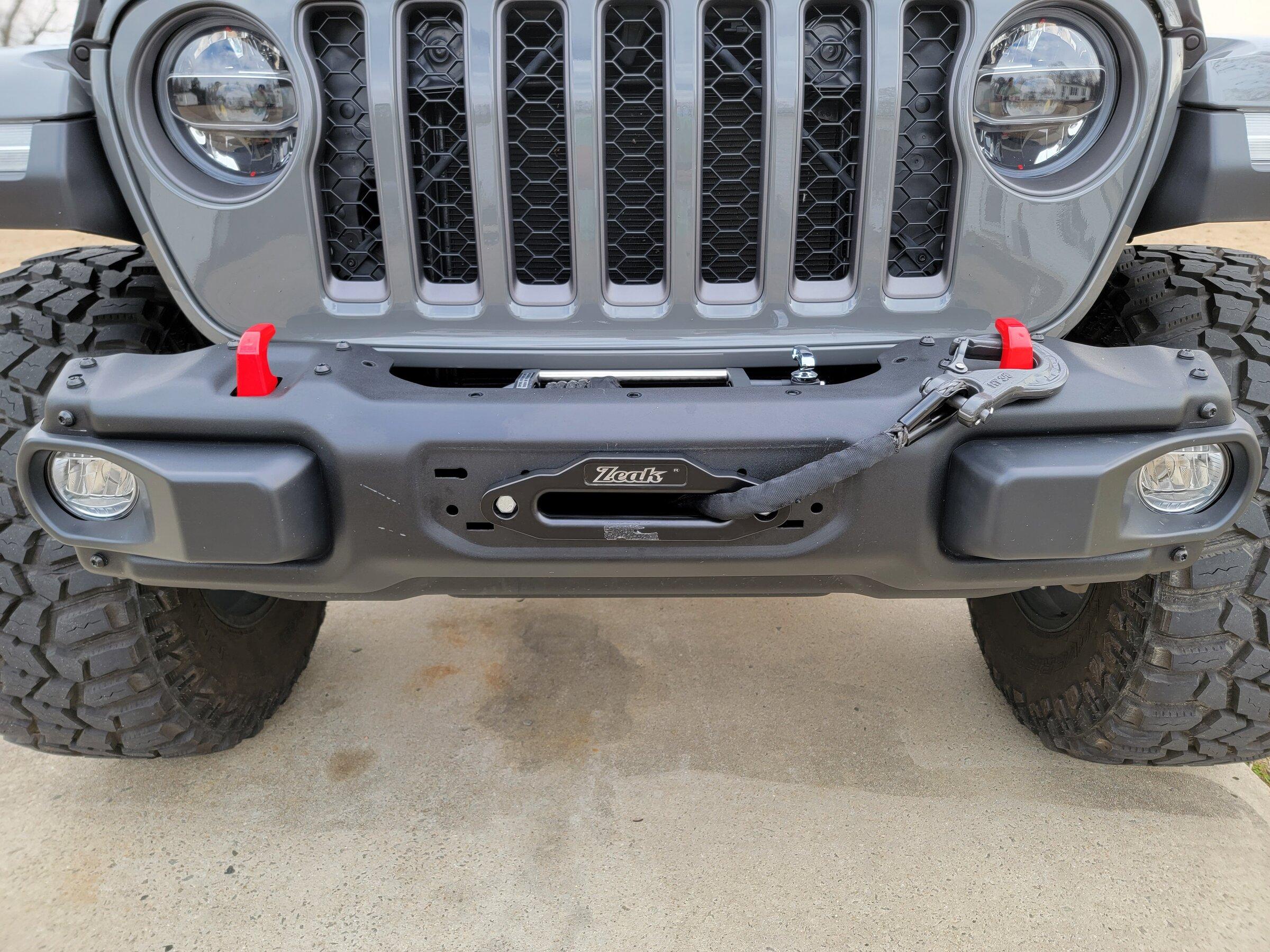 Jeep Gladiator Zeak Winch Install / Rugged Ridge Winch plate installed 20220212_153605