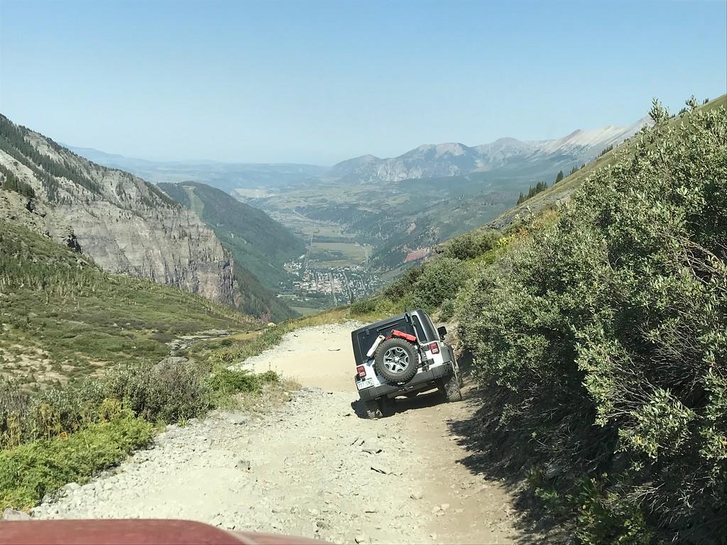 Jeep Gladiator Gladiator on a tight Black Bear Pass switchback. Drone footage. i-XGvtvhG-XL