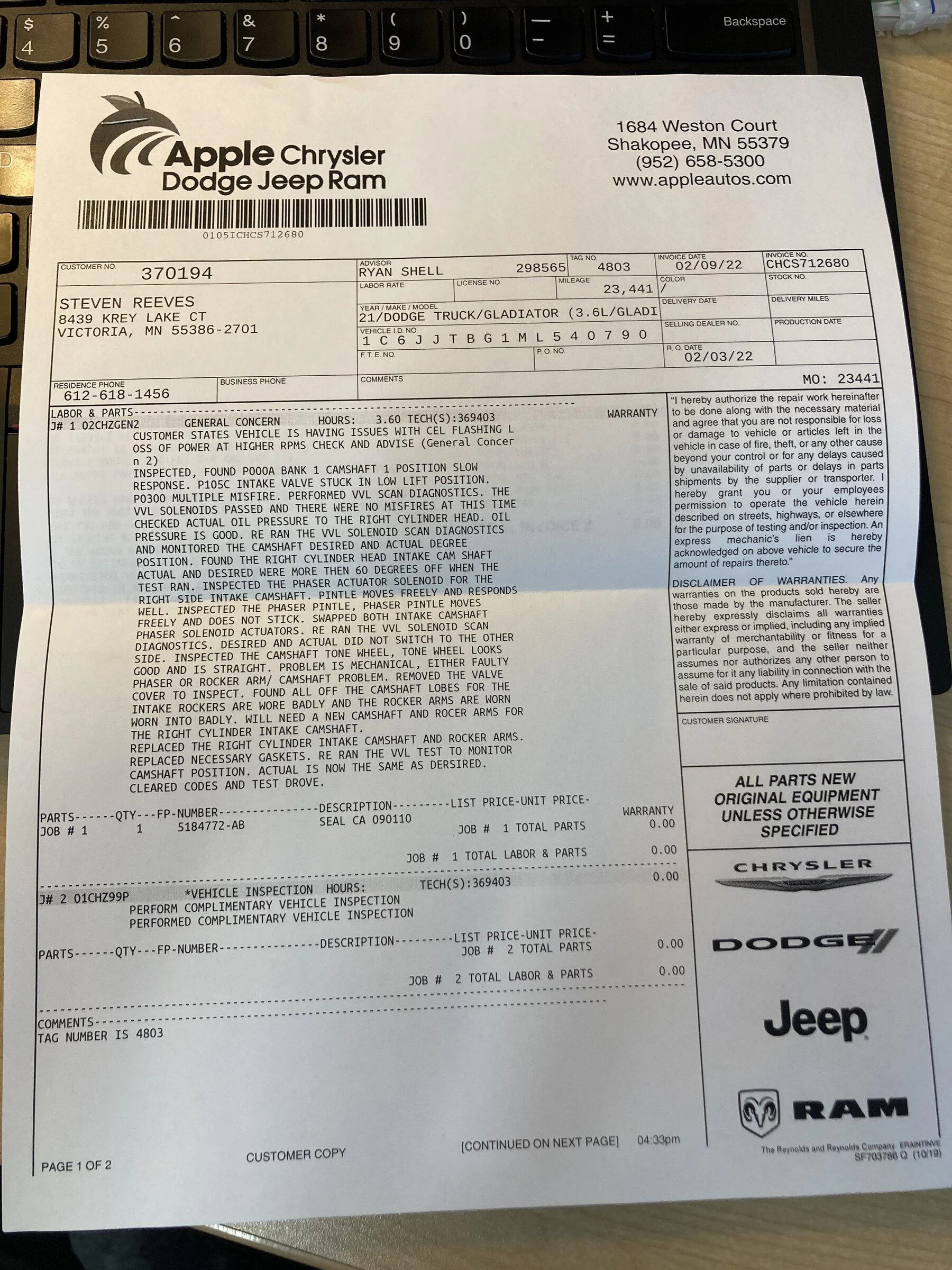 Jeep Gladiator Engine Noise - Clatter at 3,000 RPM IMG_0387