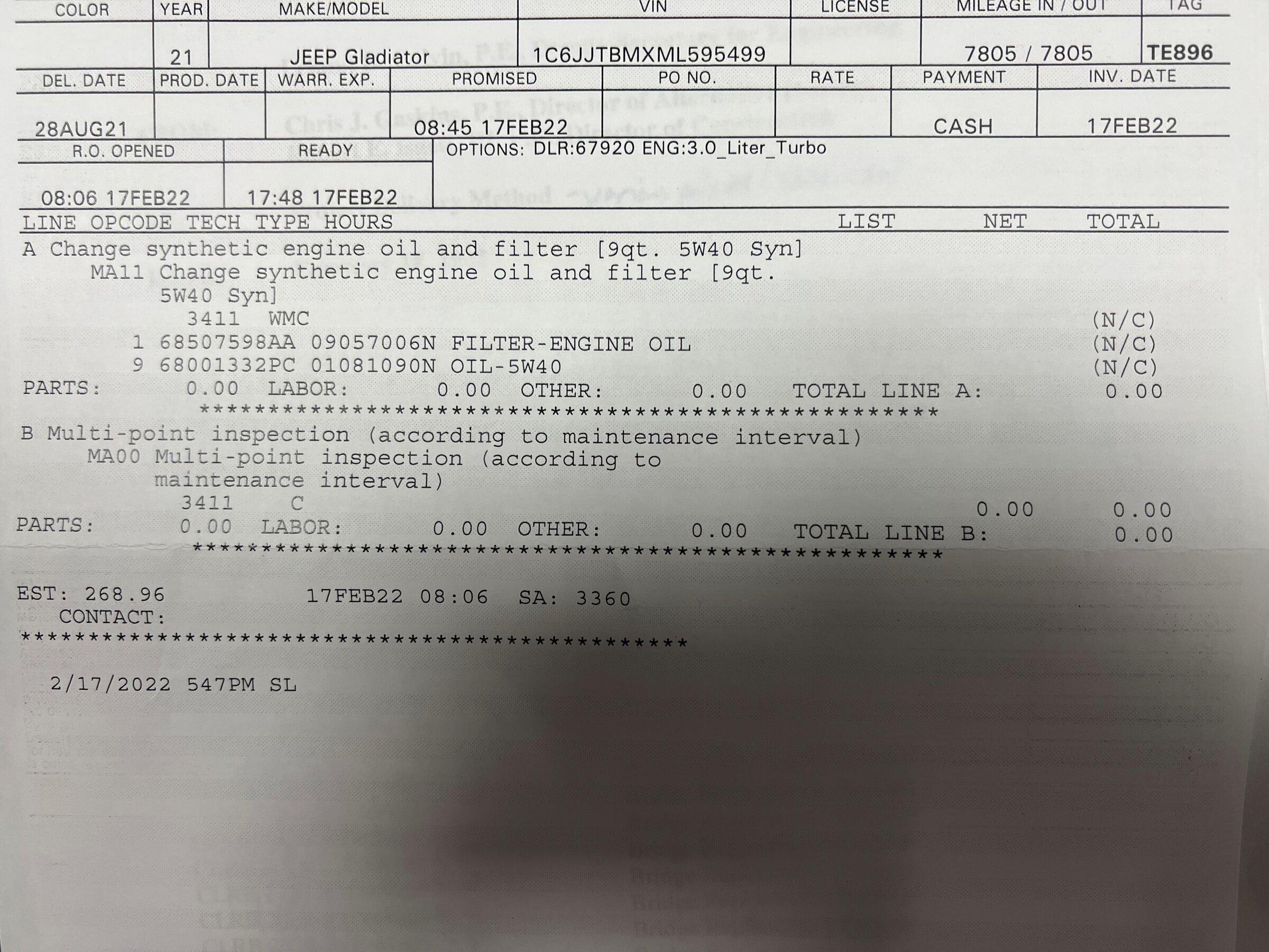 Jeep Gladiator WARNING! Gen 3. Oil change not possible. oilchange