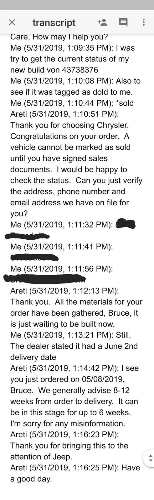 Jeep Gladiator Gladiator Window Sticker and Build Sheet Order Tracking Screenshot_20190531-141011_Docs