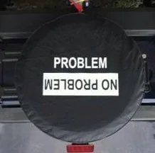 Jeep Gladiator Spectacular train wreck destroys Jeep Gladiators :( no-problem-problem-black-spare-wheel-cover-3