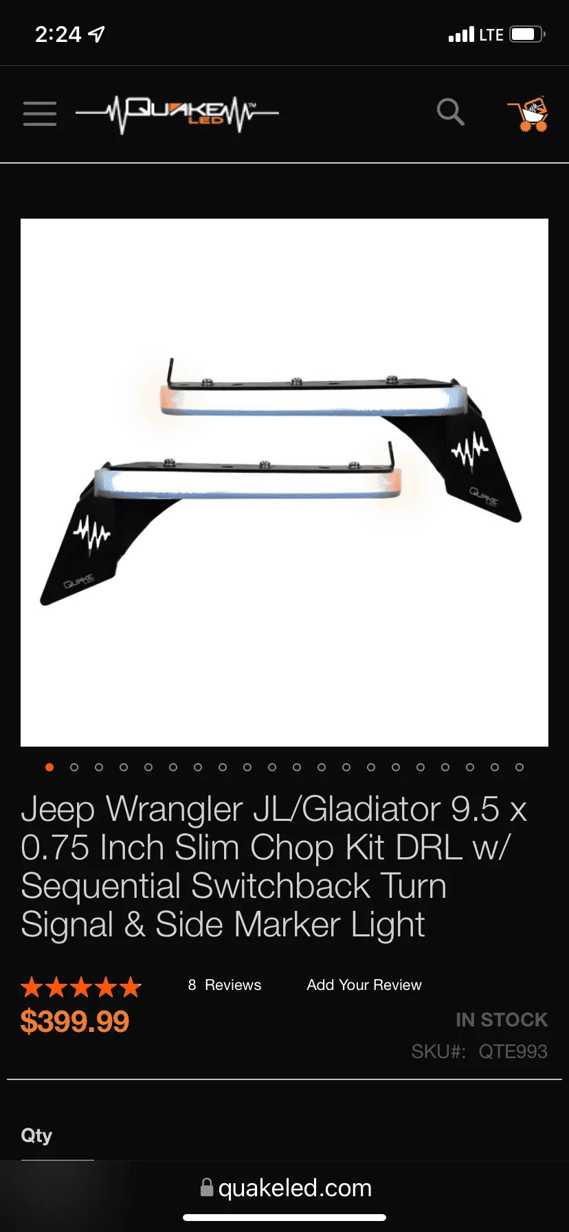 Jeep Gladiator QUAKE LED CHOP KIT SLIM DRL WITH SEQUENTIAL SWITCHBACK TURN SIGNAL AND SIDE MARKER LIGHT 281012CB-2294-4803-8148-61E697637451