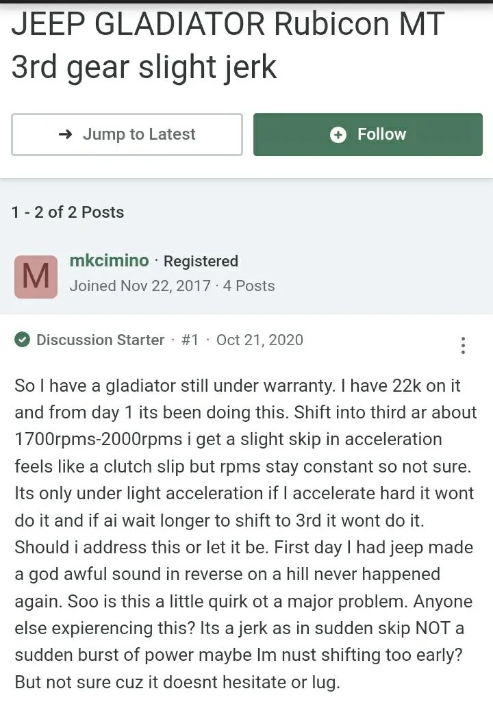Jeep Gladiator 6MT 3rd Gear Power Interruption Screenshot_20220223-030511_Chrom