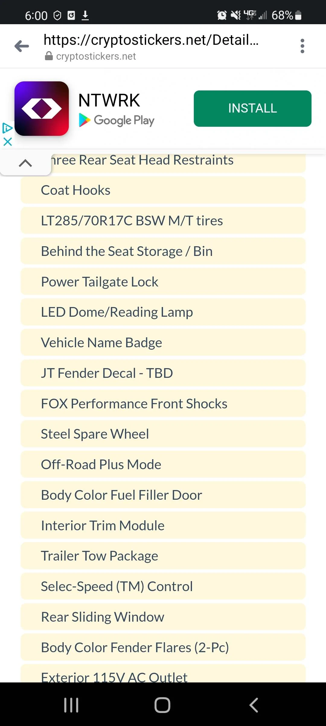 Jeep Gladiator Gladiator Window Sticker and Build Sheet Order Tracking Screenshot_20220224-180040_Messenger
