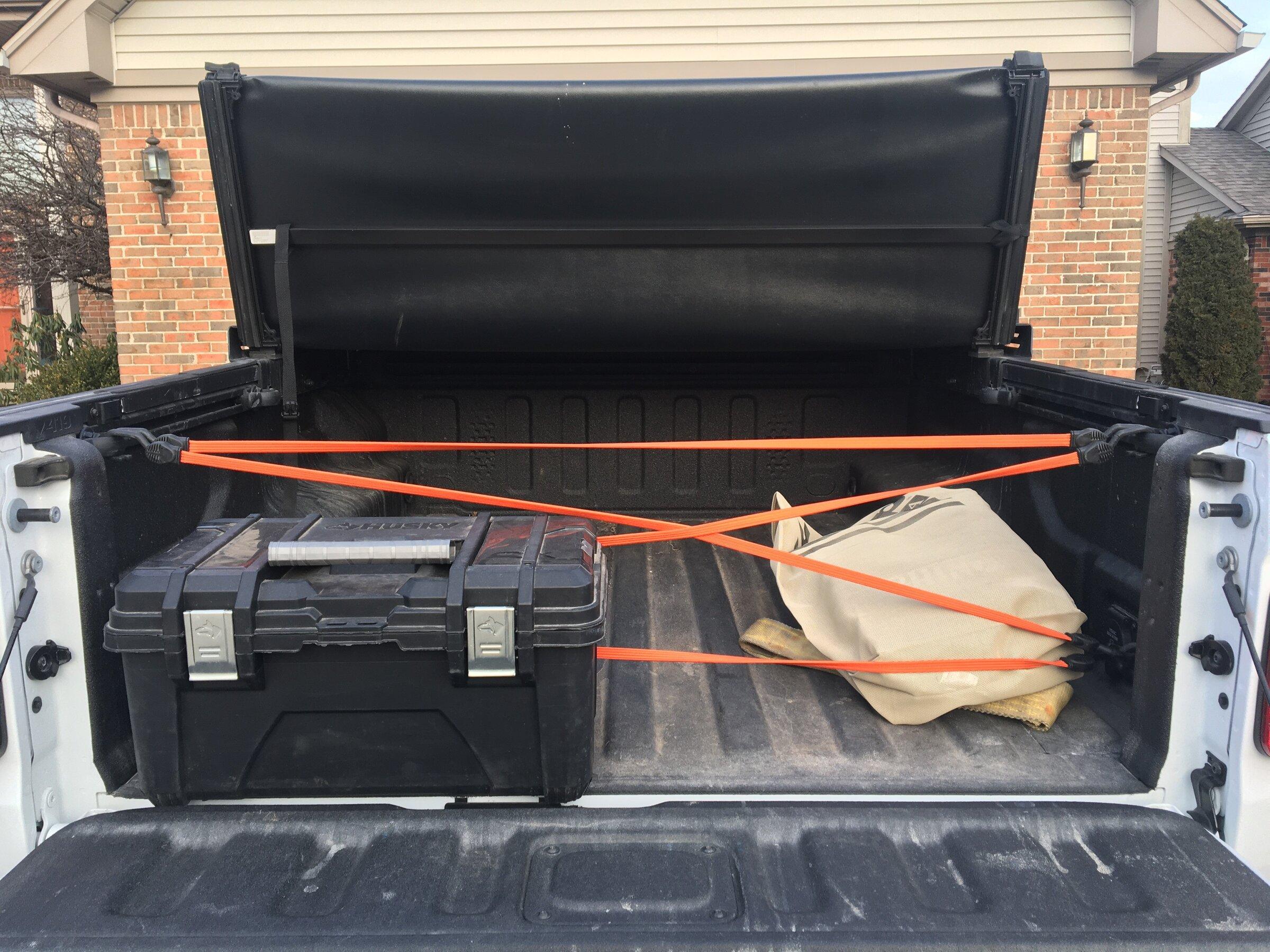 Jeep Gladiator Black Horse Roll Bar Installed Tonneau cover folded up 1