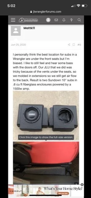 Jeep Gladiator DIY drivers seat subwoofer and audio upgrade journey 236CEE26-9AA9-4C59-8270-A6F47FD3B6ED