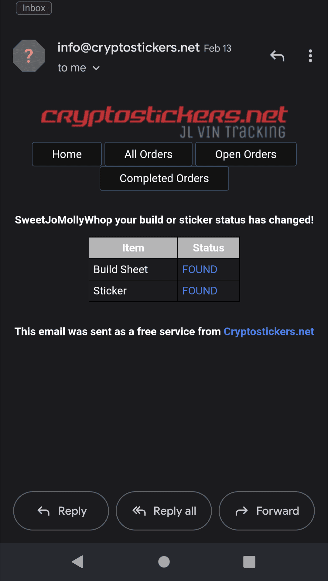 Jeep Gladiator Gladiator Window Sticker and Build Sheet Order Tracking Screenshot_20220304-005411