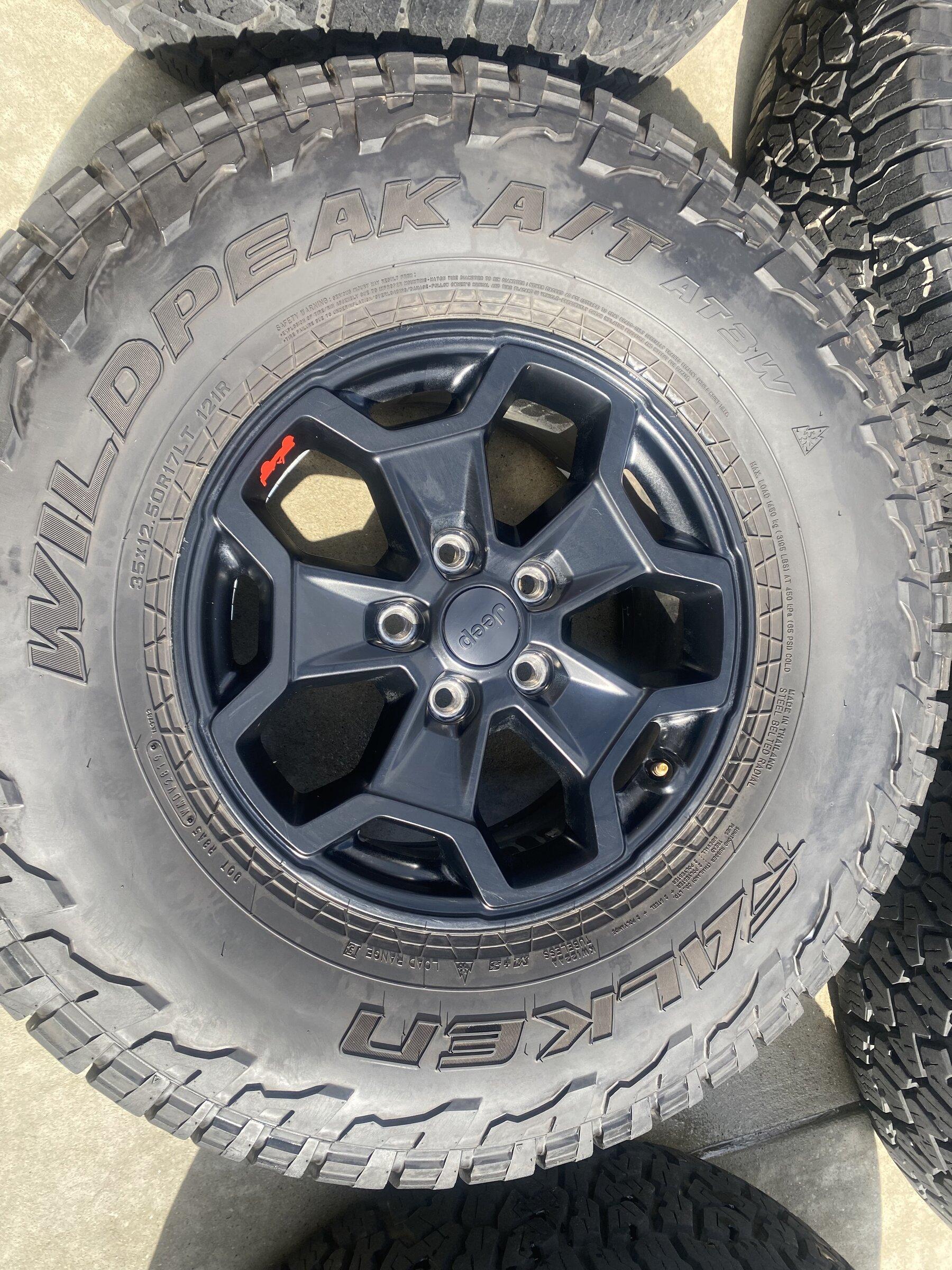 Jeep Gladiator Five 35x12.5R17 Falken WildPeak AT3 Tires on LE Wheels with Sensors (and Warranty) B54F9756-523F-4C6A-B3E8-43BAAC5BAE32